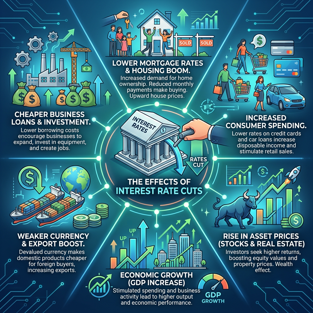 Infographic showing effects of interest rate cuts